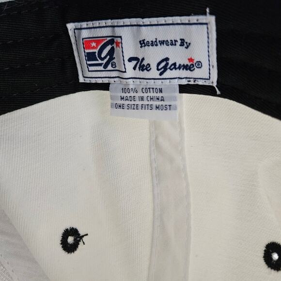 The Game Football Cap Hat Adjustable White with Black, Embroidered - Picture 10 of 10